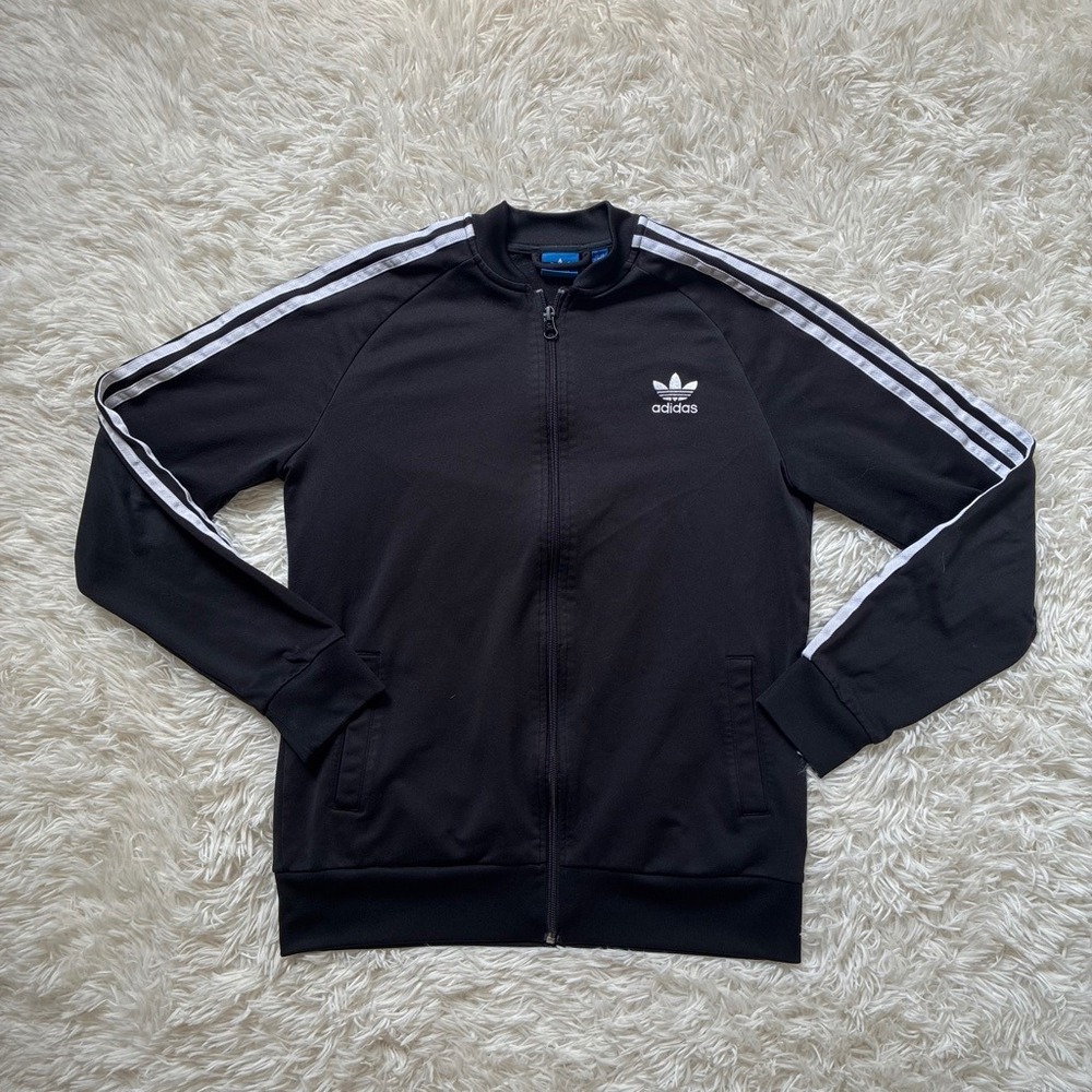 Adidas Originals Girls Youth XL Track Jacket Black White Trefoil Superstar